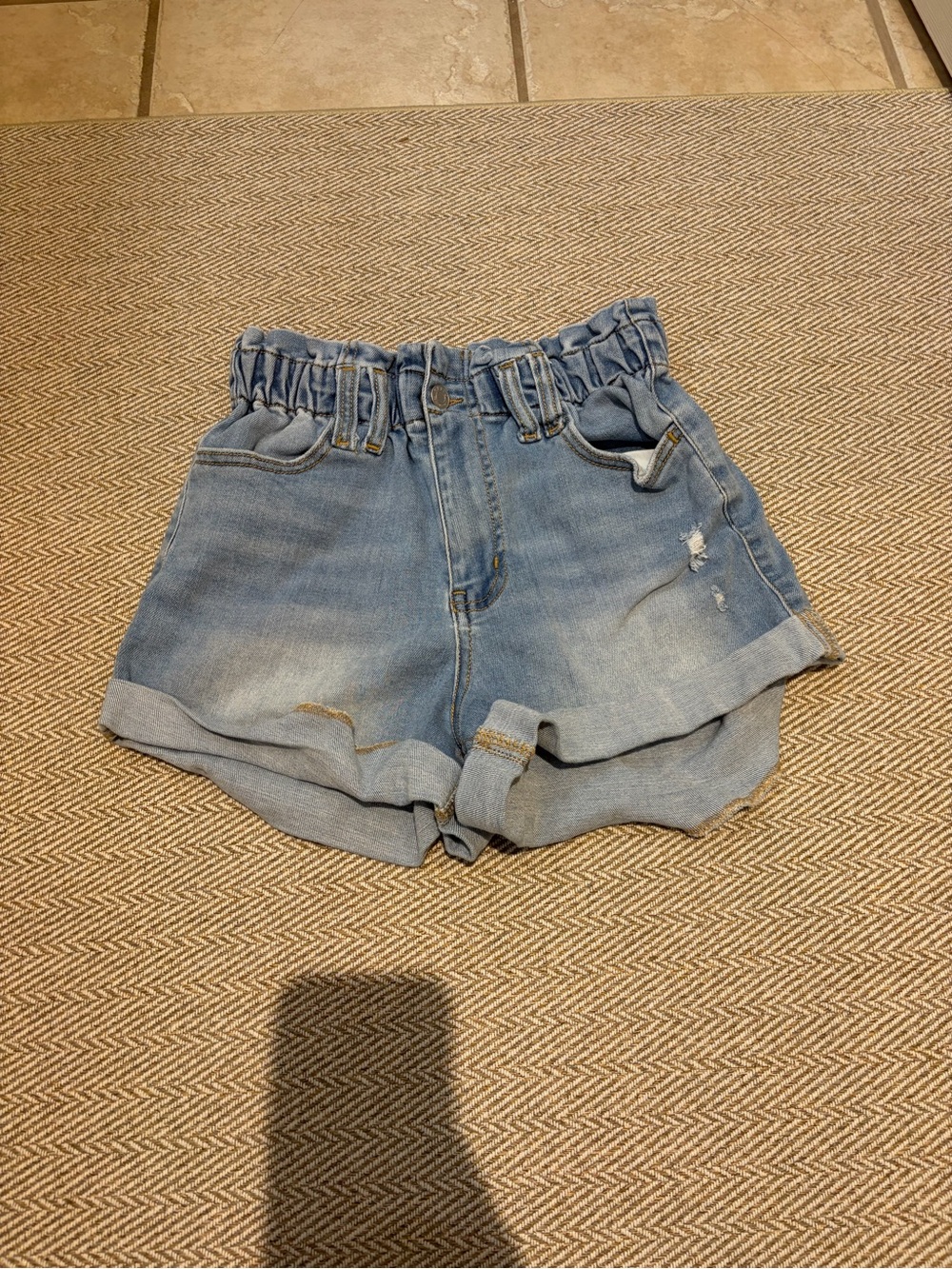 Cello Light Blue Paperbag Waist Denim Shorts